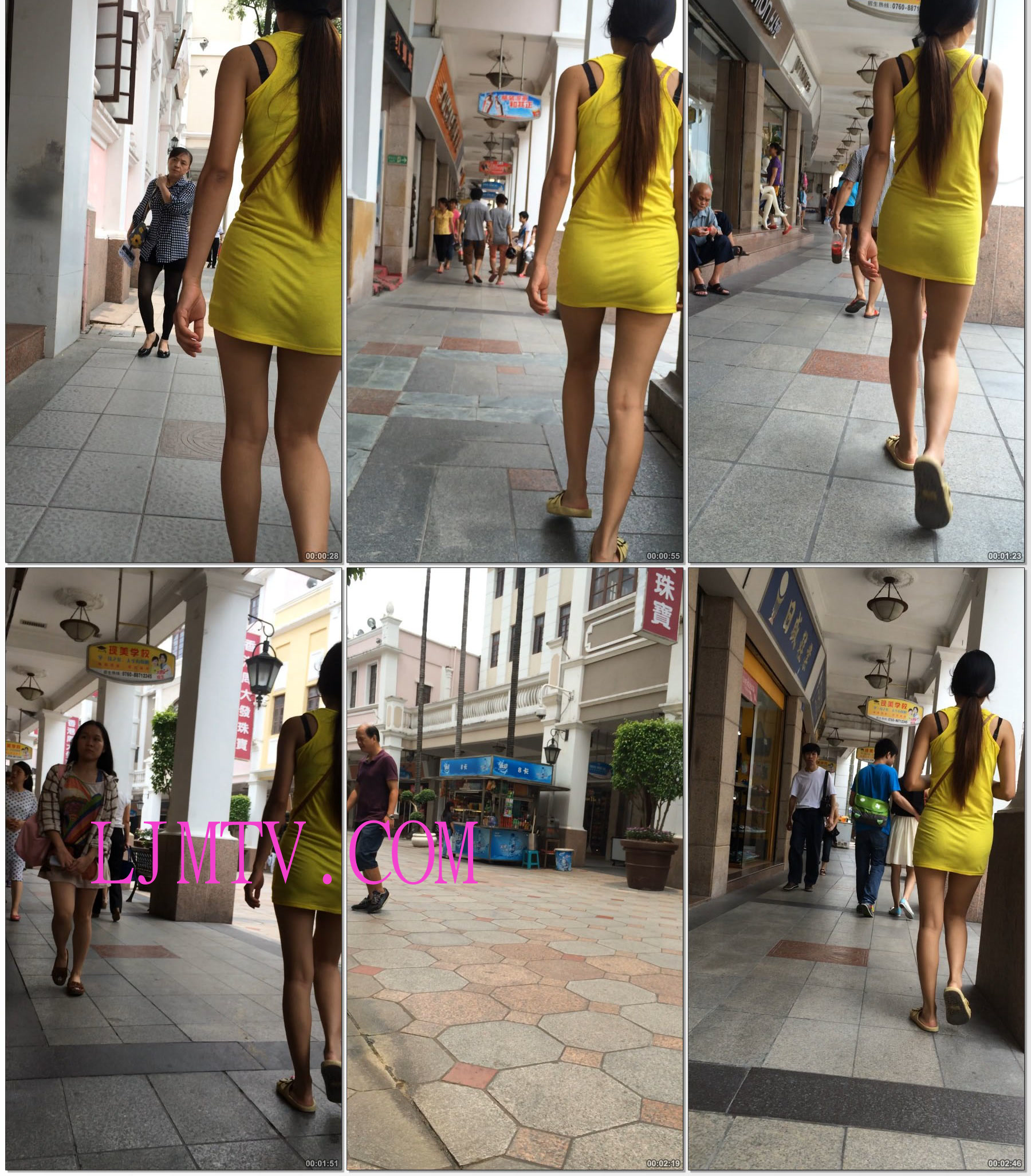小龙大师精品街拍系列合集-黄色连衣裙少妇-01