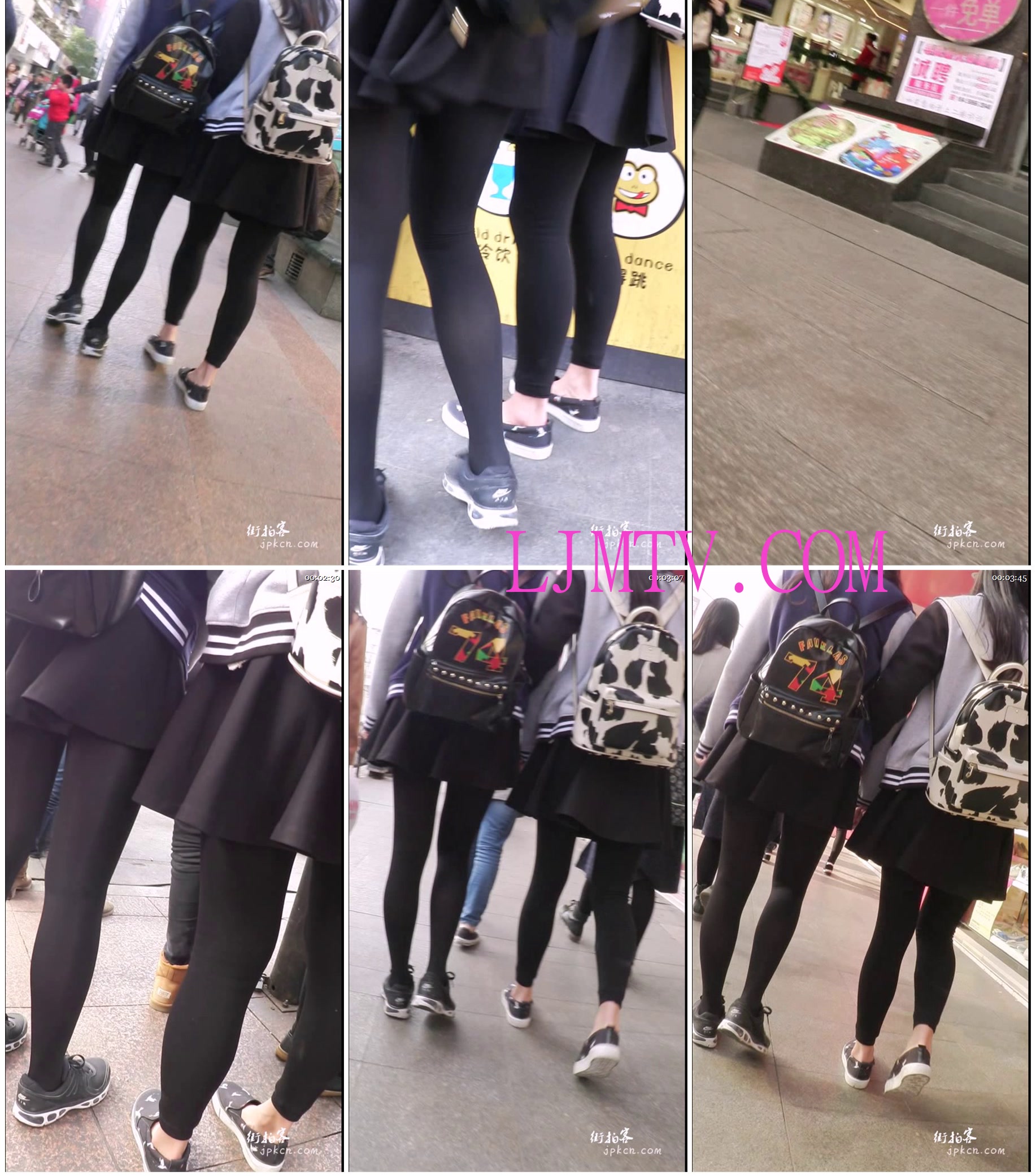 街拍客精选紧身裤热裤全集视频901-1000-极品黑丝学生妹，笔直美腿真诱人！