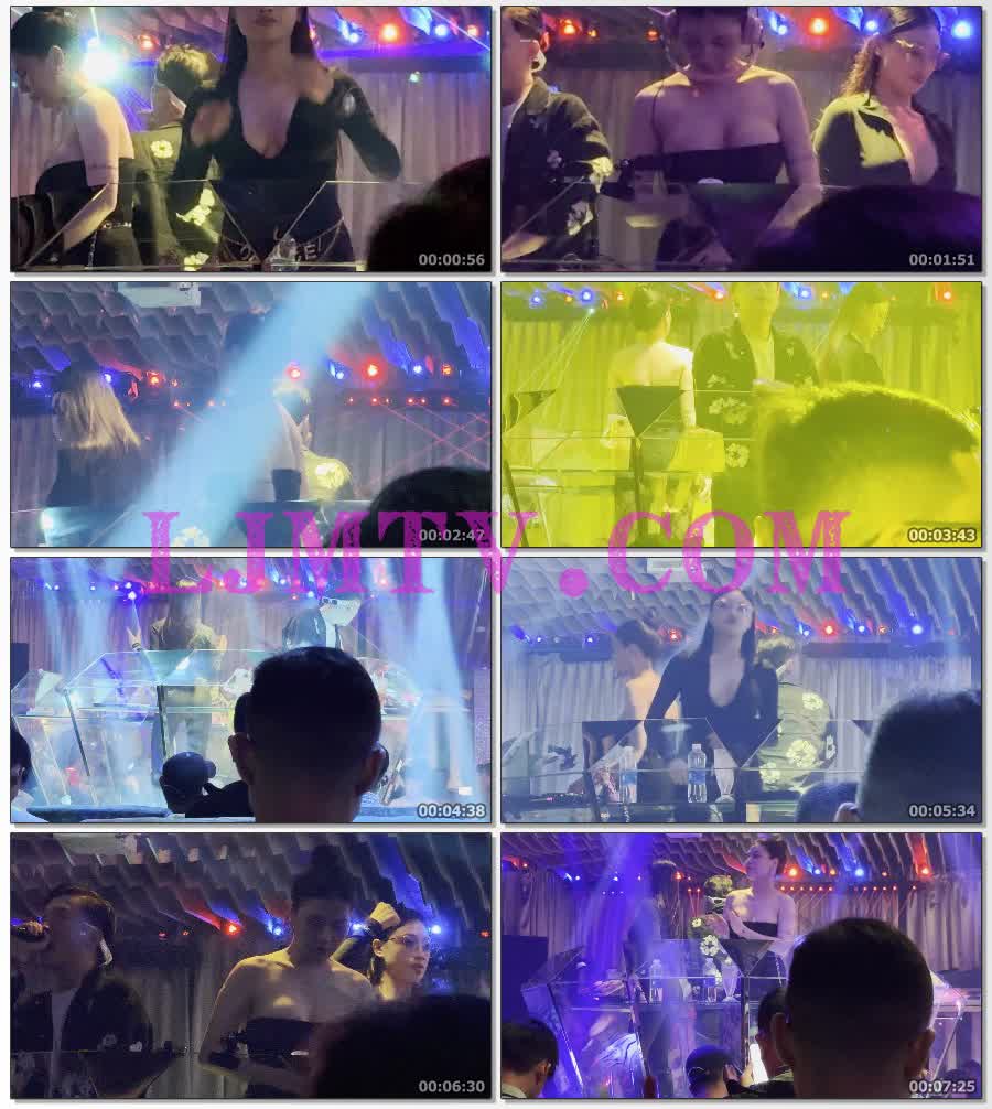 吧台穿着黑色裹胸包臀裙的丸子头花纹黑丝袜妹子-4K视频