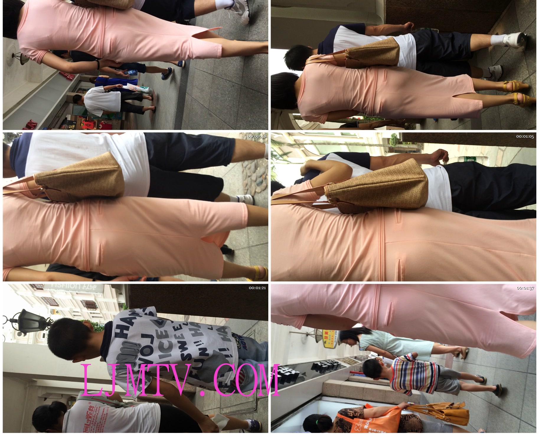 小龙大师精品街拍系列合集-粉色长裙少妇
