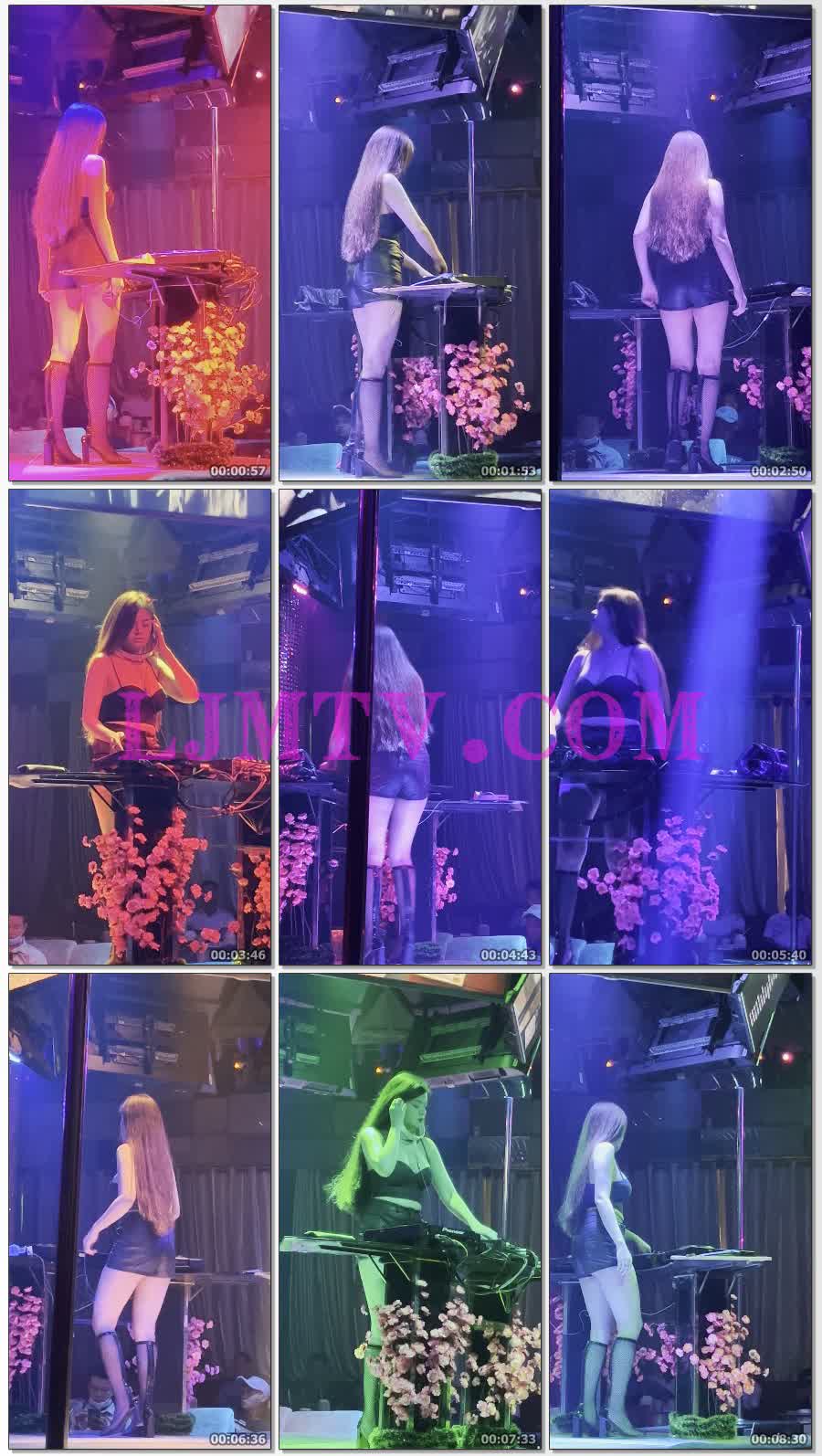 丰满黄发的大洋马女dj黑色吊带文胸黑色短裤网格靴子-4K视频