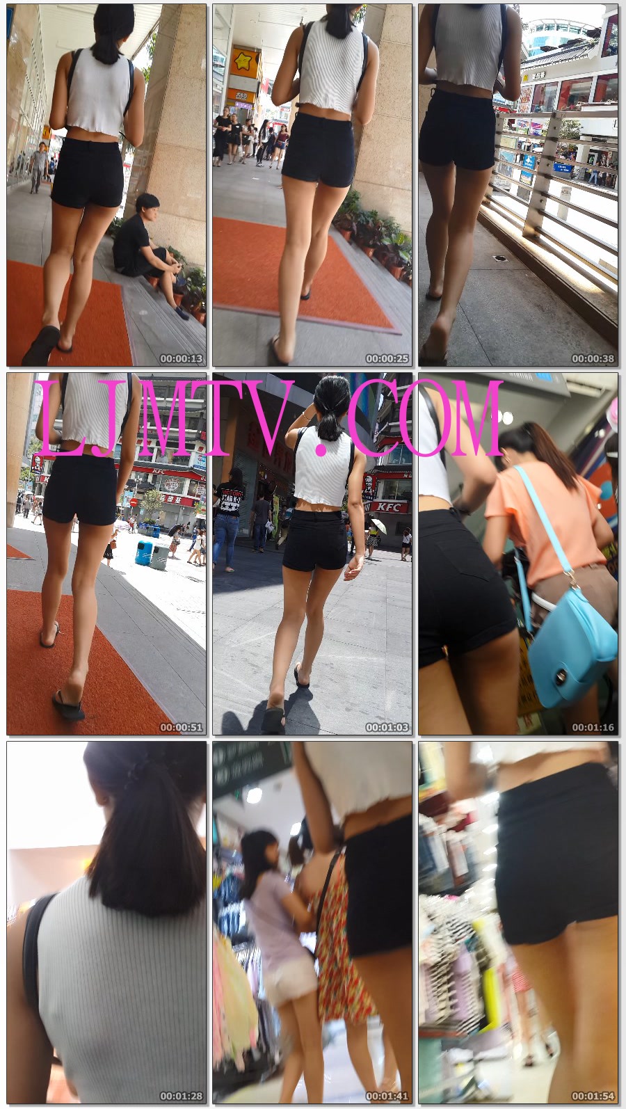麋小鹿大师2013-2014街拍视频合集1-黑色热裤包臀腰细