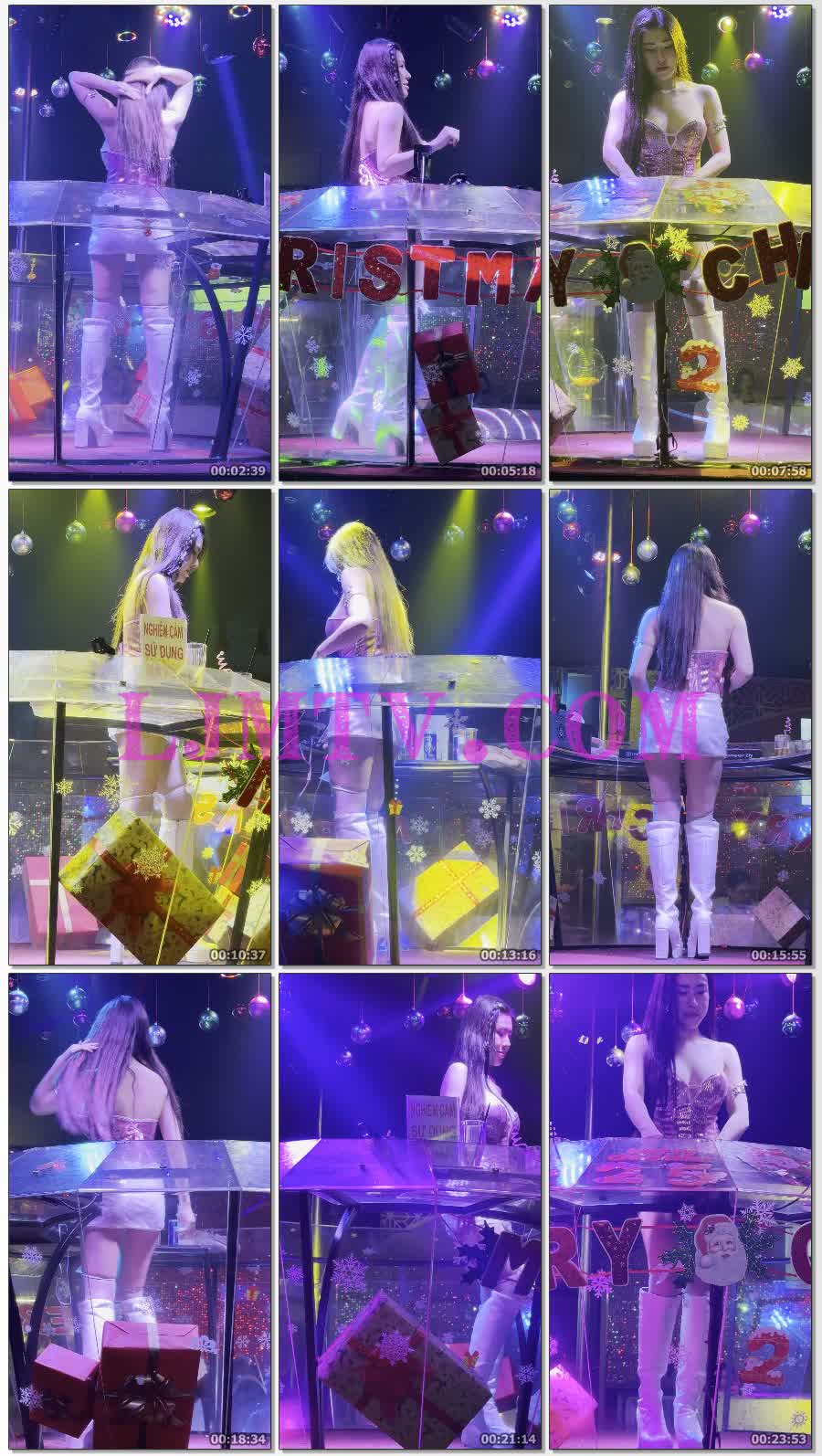 近距离拍摄长白皮靴的裹胸束身装年轻女孩-4K视频