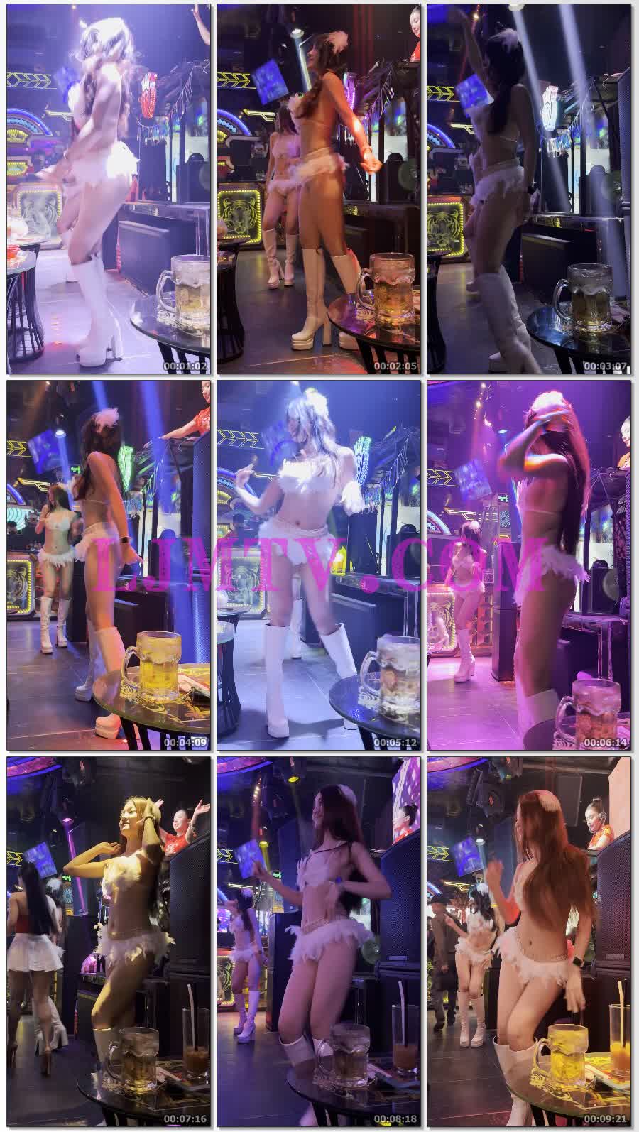 青春洋溢的羽毛比基尼超短裙露内白皮靴热辣舞娘-4K视频