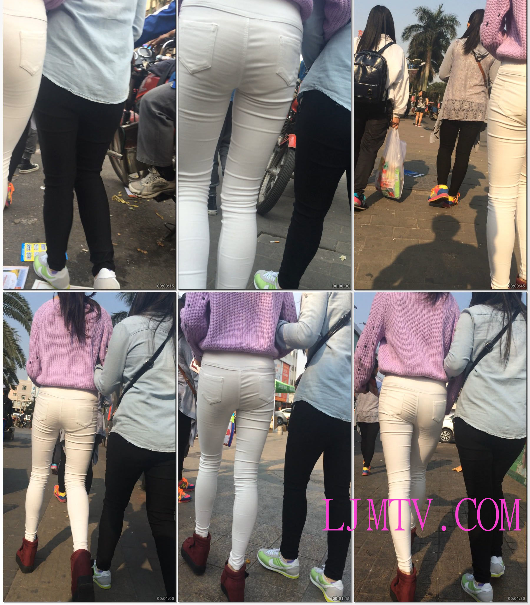 小龙大师精品街拍系列合集-包臀紧身白布裤少妇