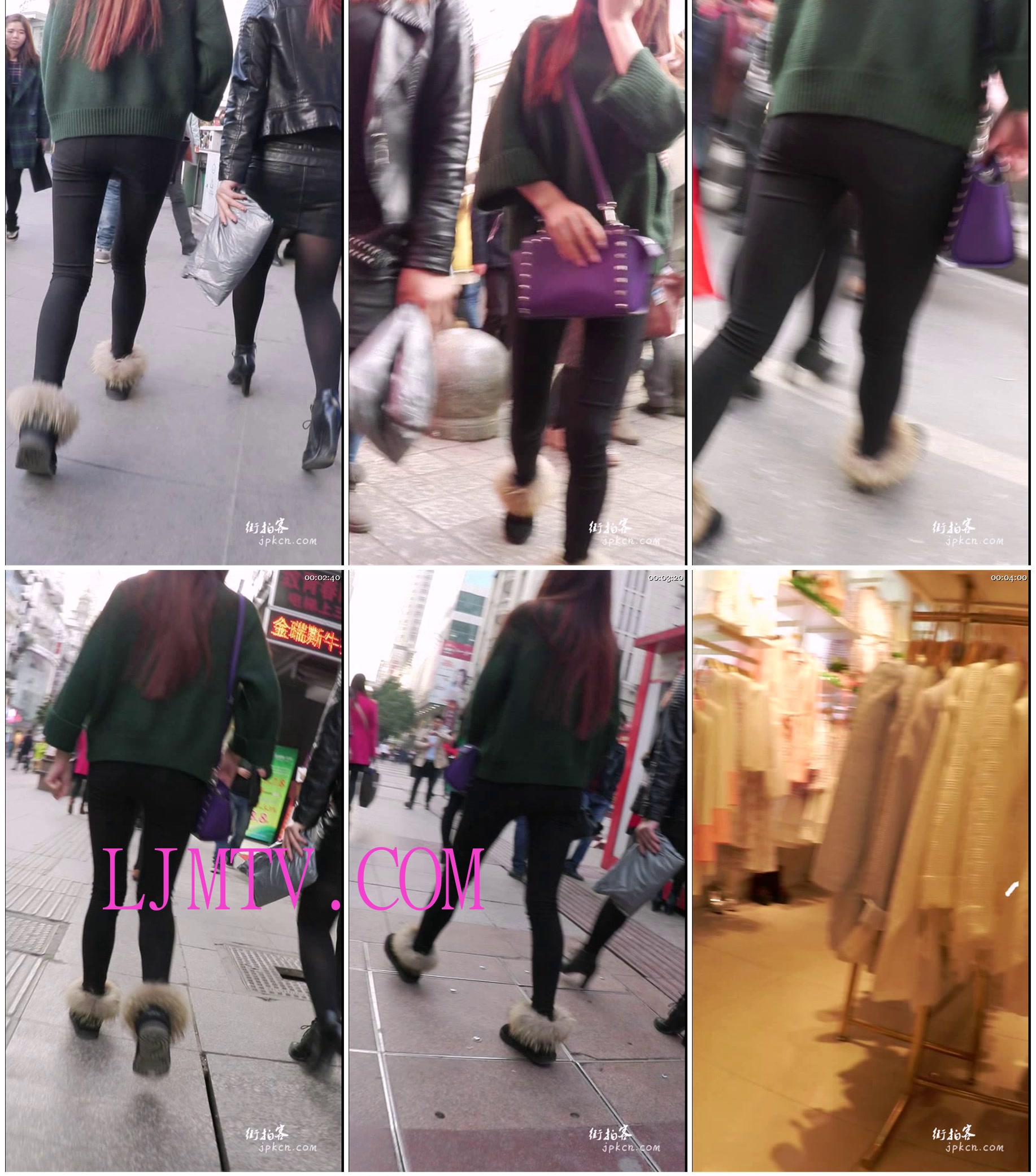街拍客精选紧身裤热裤全集视频1001-1100-超极品黑色紧身裤大长腿