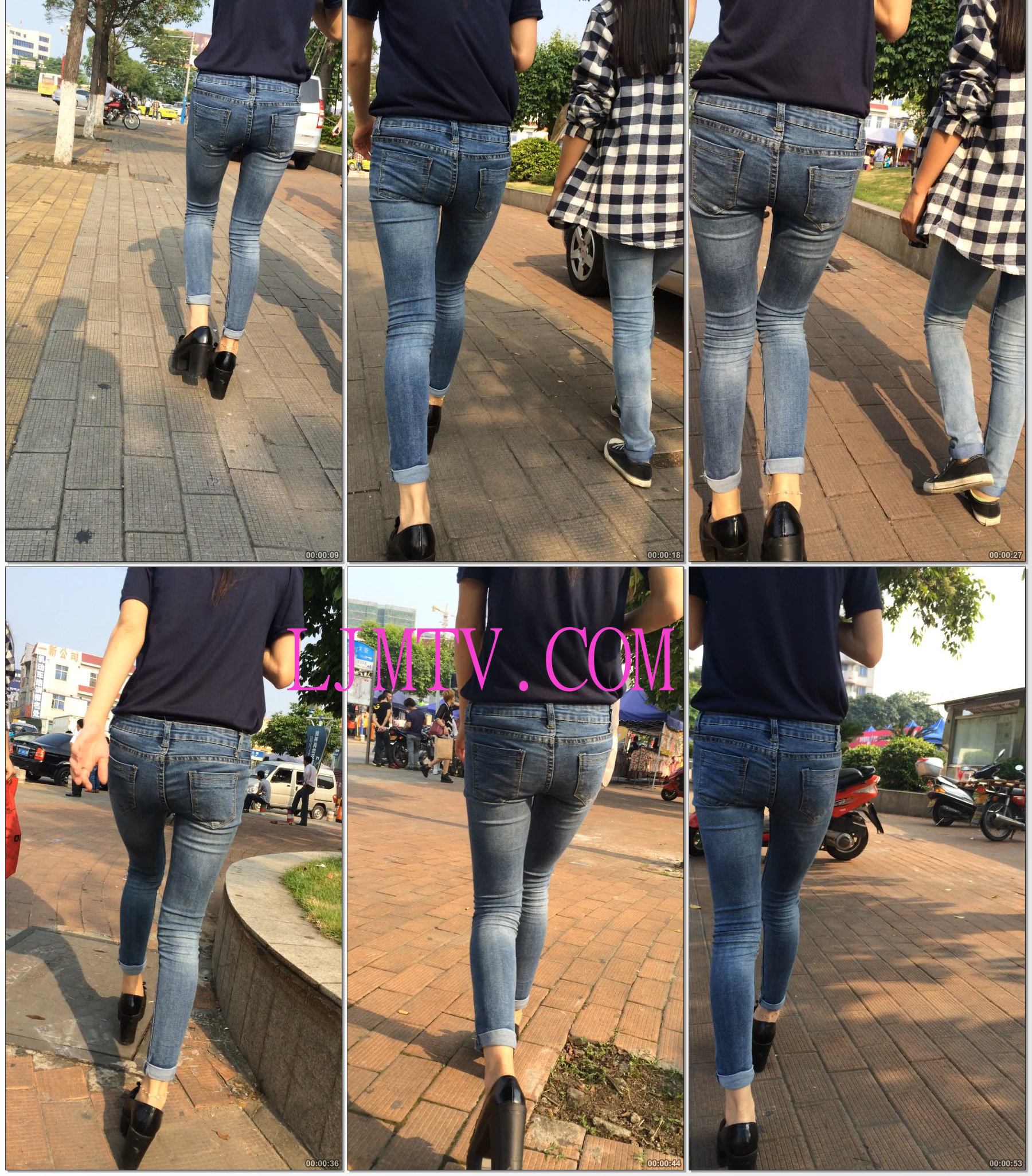 小龙大师精品街拍系列合集-高跟长腿紧身牛仔OL