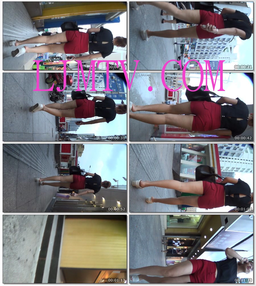 麋小鹿大师2013-2014街拍视频合集3-性感红色热裤长腿少妇-01