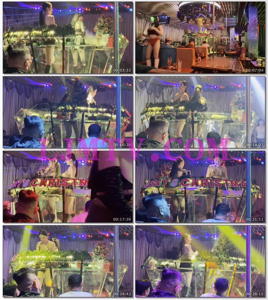 红色高腰裤舞女走来走去献舞台上两位穿着性感女DJ-4K视频