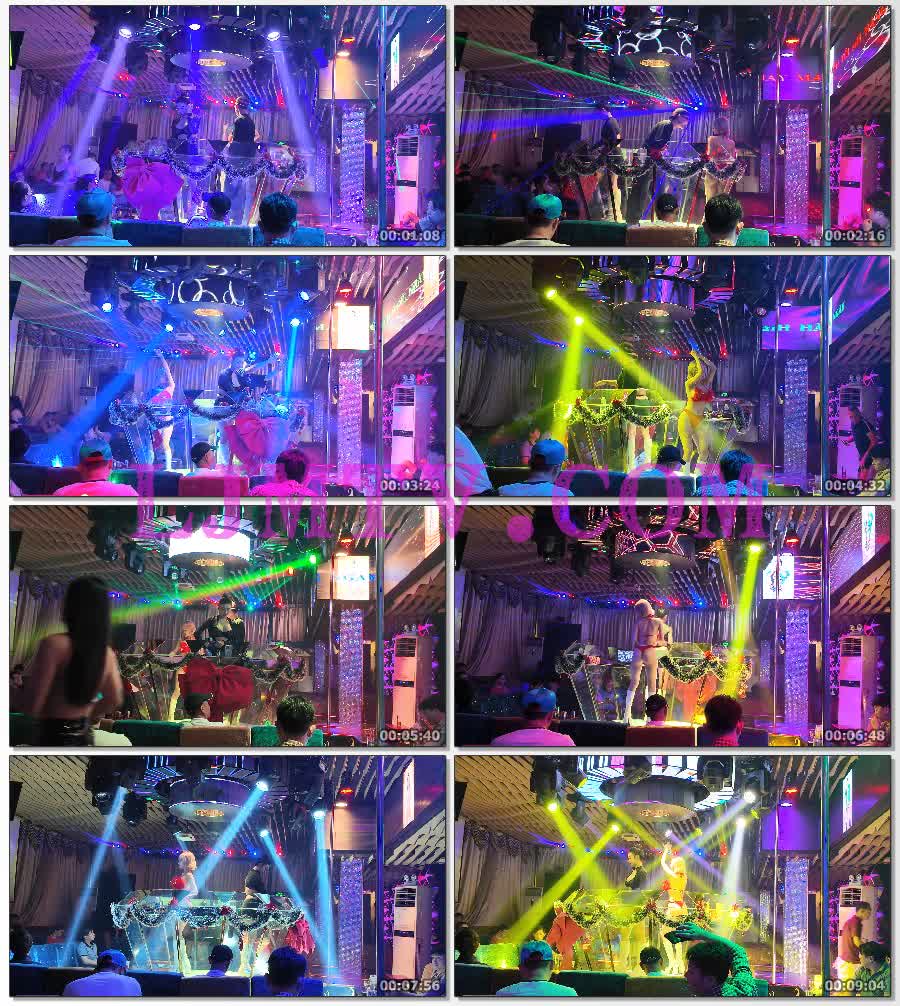 黄色短发红色吊带奶罩三角裤和黑色斑点半透视裹胸的风骚女dj-4K视频