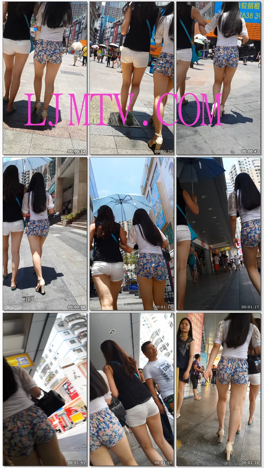 麋小鹿大师2013-2014街拍视频合集2-两性感热裤姐妹花