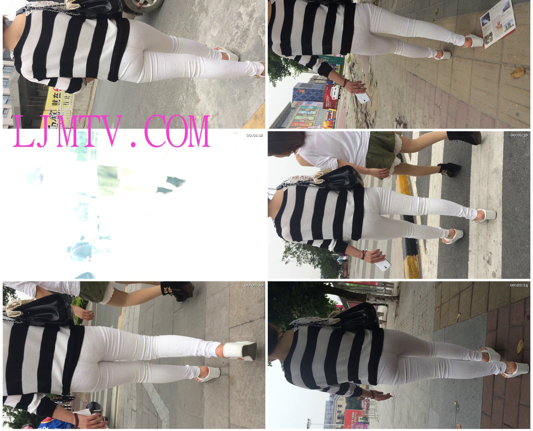 小龙大师精品街拍系列合集-超紧白裤内痕明显