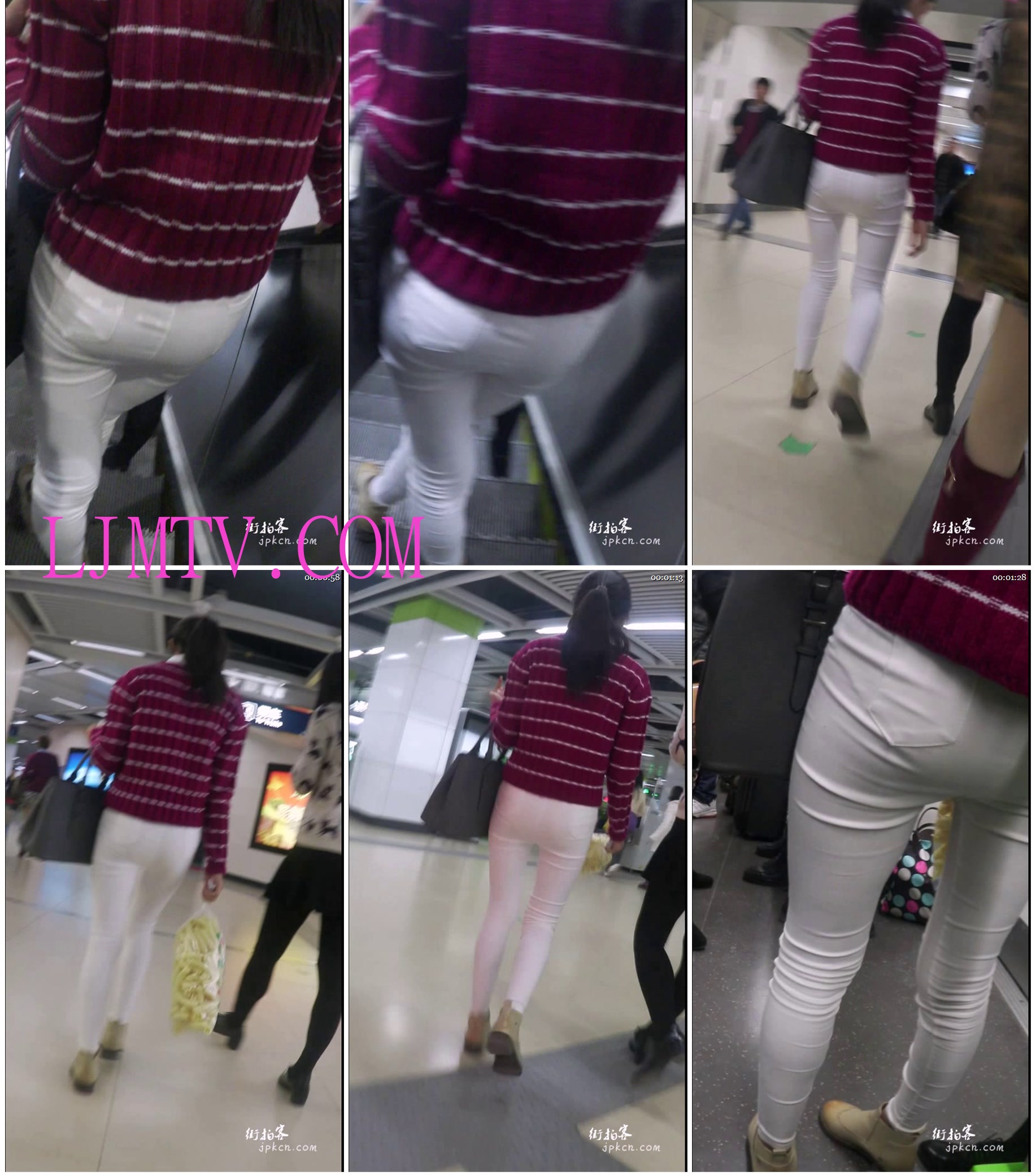 街拍客精选紧身裤热裤全集视频1001-1100-白裤翘臀少女有几分姿色
