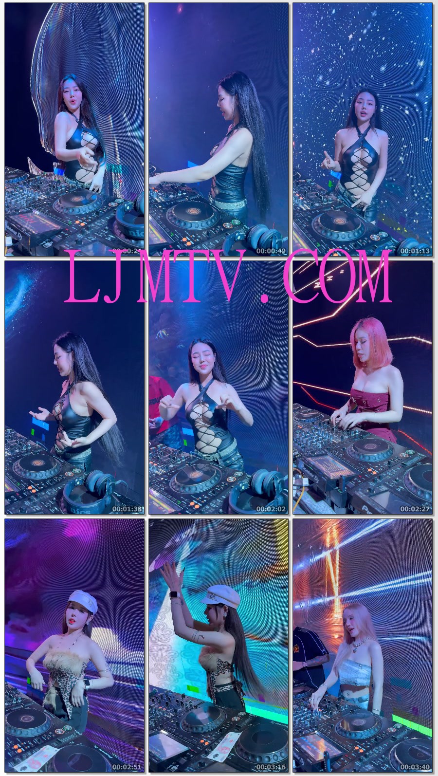 戴着白色帽子的豹纹裹胸性感女dj