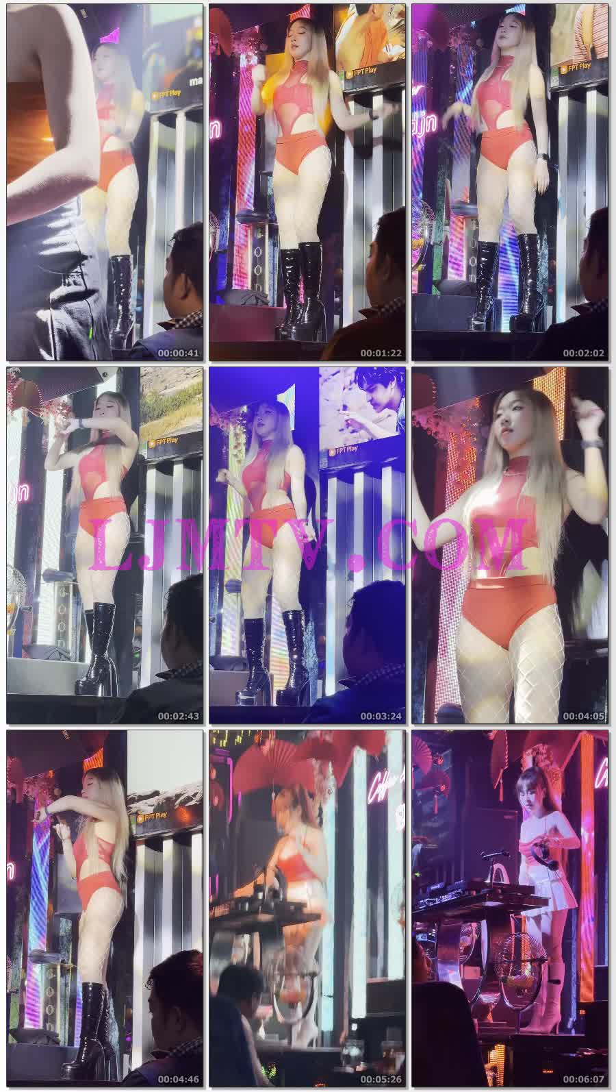 丰满的红色情趣领舞服的黑皮靴白色网袜舞女-4K视频