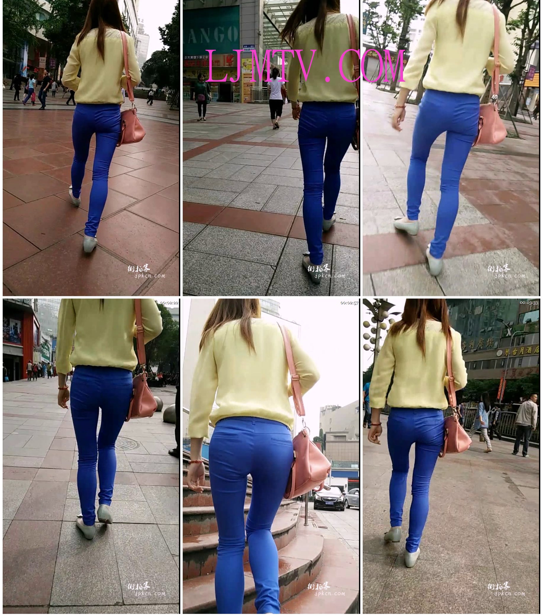 街拍客-羿龙大师街拍作品全集上早班的黄衫纯蓝紧翘圆润美女