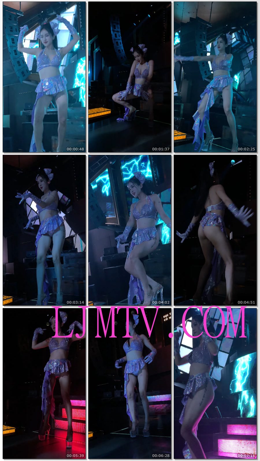 闪钻吊带奶罩裹胸的斜挎短裙腿部纹身的光腿水晶高跟鞋美女