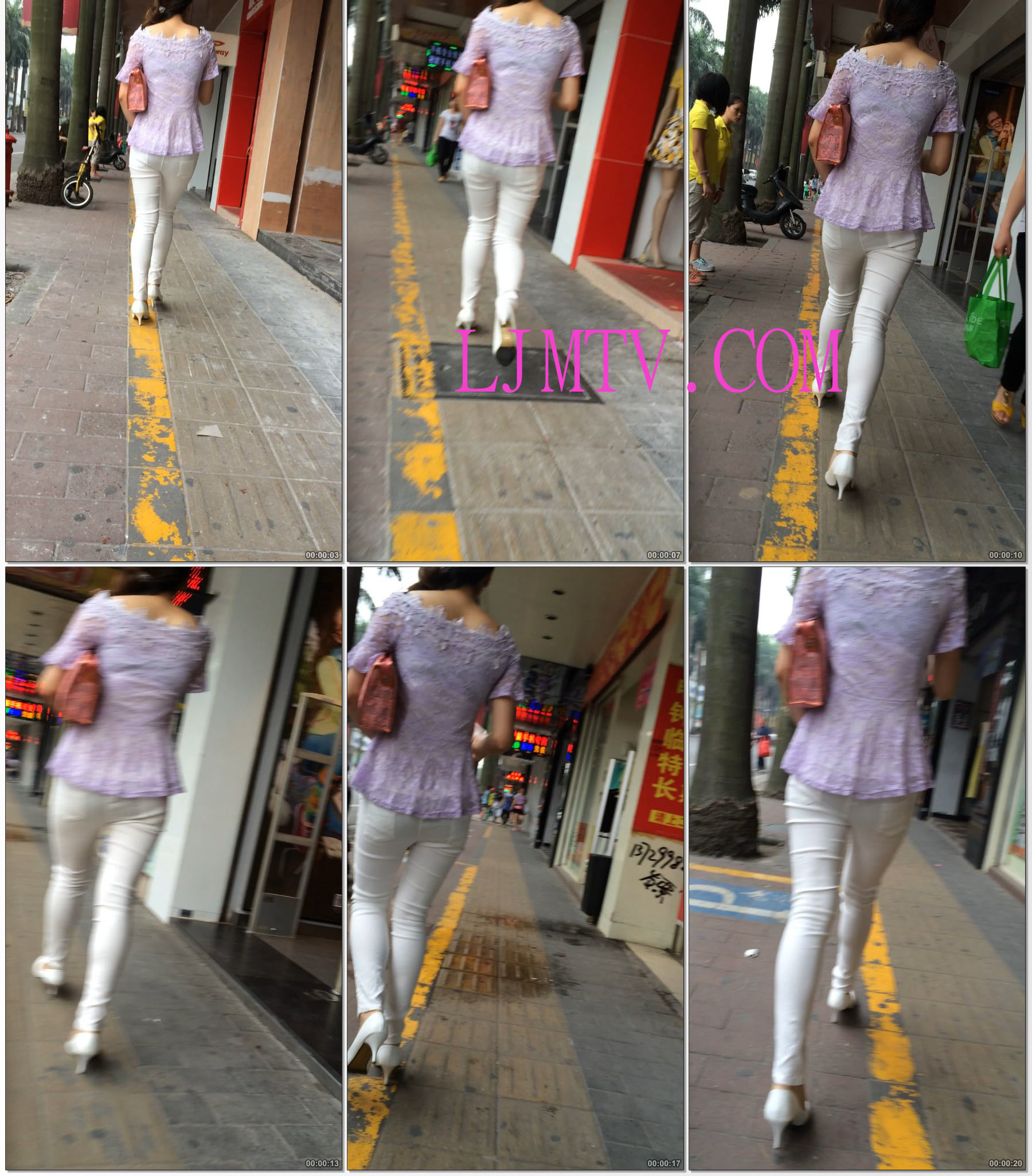 小龙大师精品街拍系列合集-细高跟白紧裤OL-01
