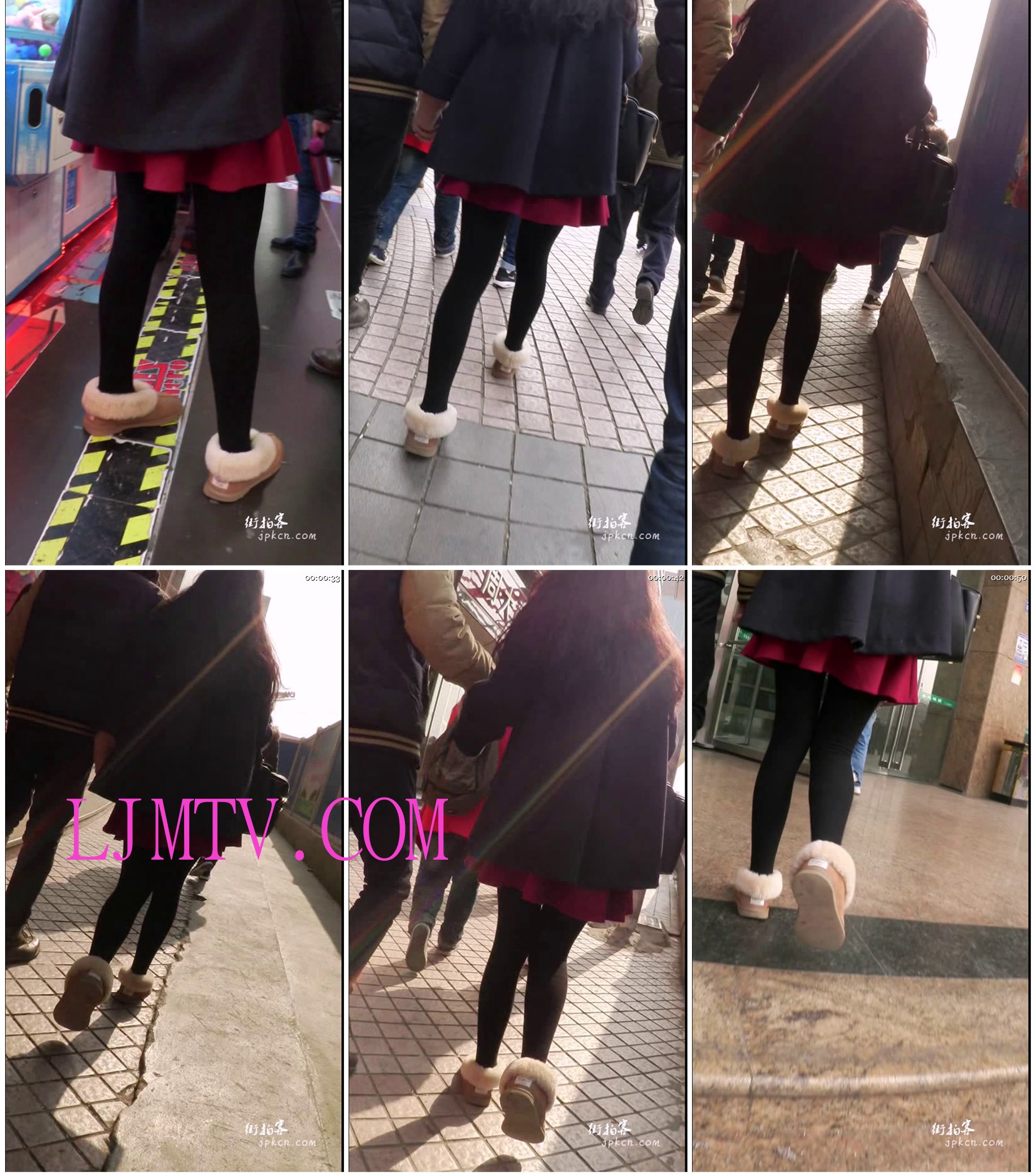 街拍客精选紧身裤热裤全集视频701-800-黑丝美腿少女跟男友一起逛街