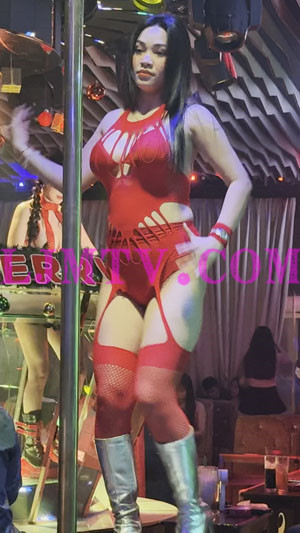 身穿红色漏洞吊带网袜的脱衣舞娘-4K视频