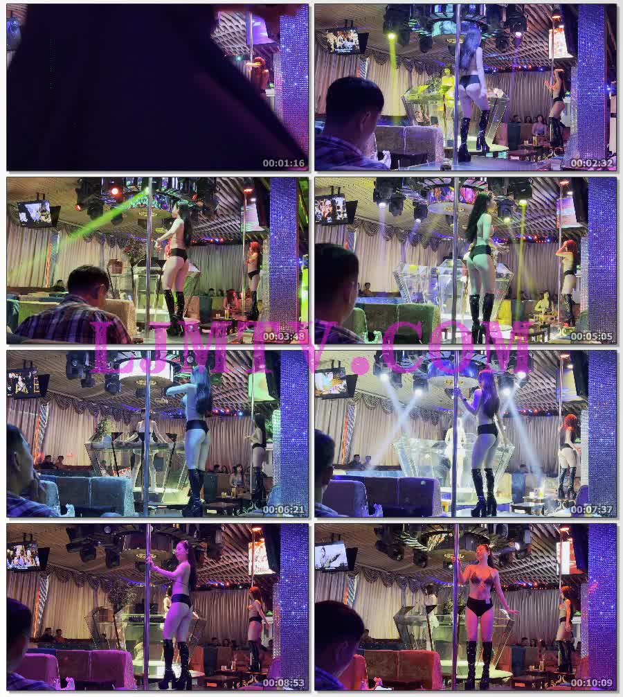 个子挺高墨镜戴头的闪亮贴片吊带衫黑色三角裤黑皮靴舞女-4K视频