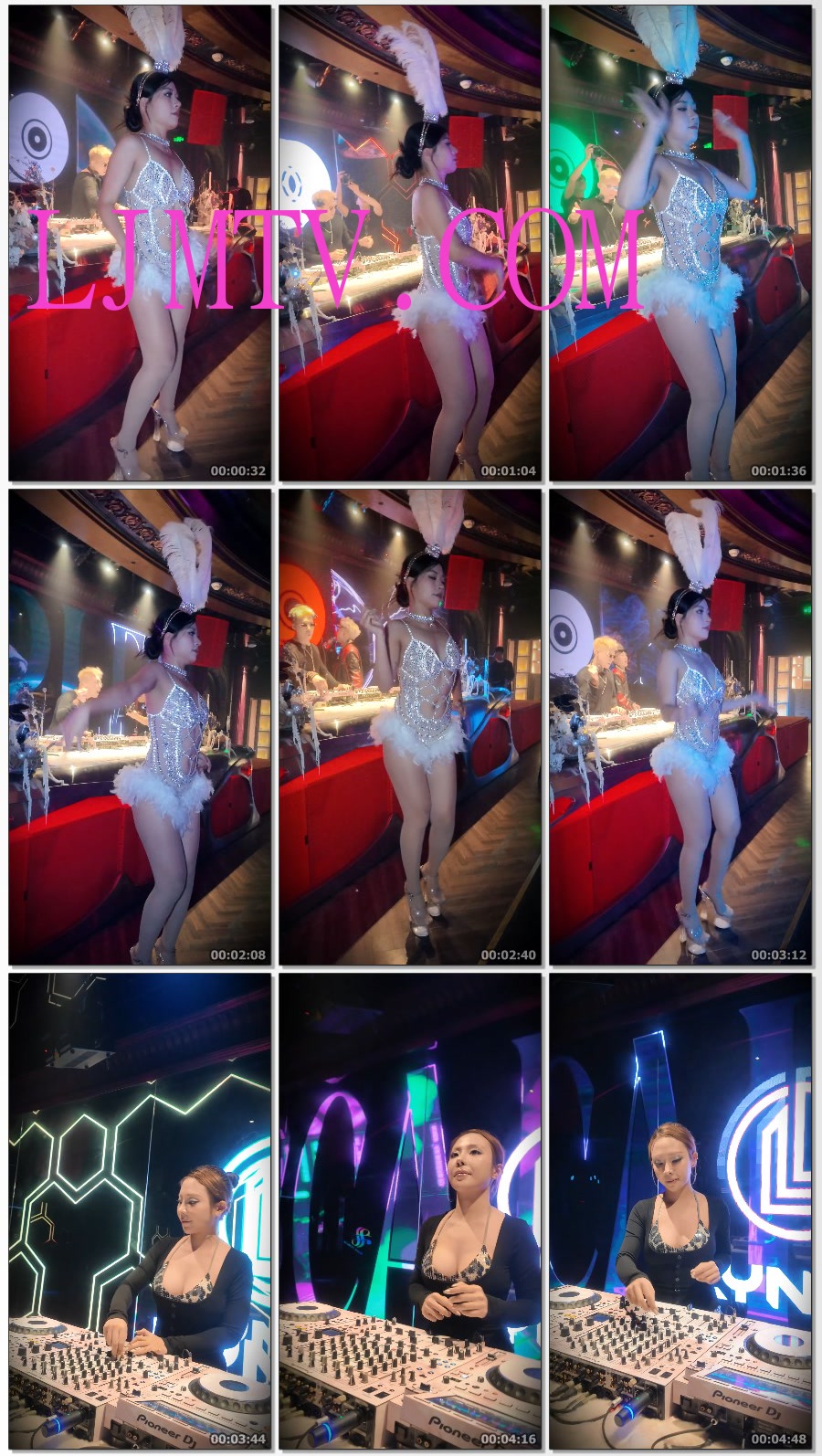 兔女郎款式的闪钻吊带交叉绑带演出服的白色丝袜水晶高跟鞋舞女