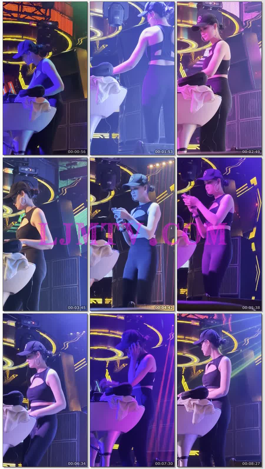 气质鸭舌帽女dj裹胸黑色瑜伽裤打碟诱惑-4K视频