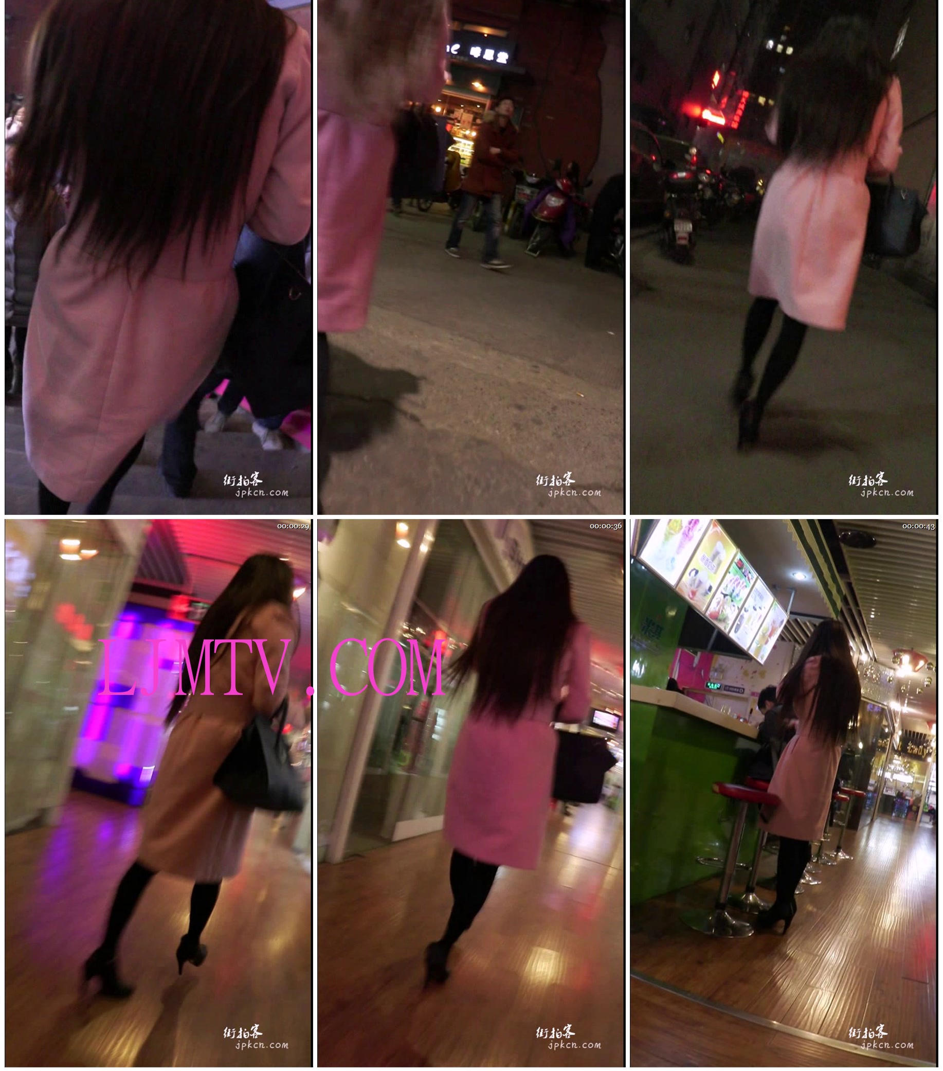 街拍客精选紧身裤热裤全集视频1001-1100-细腿粉色大衣少妇