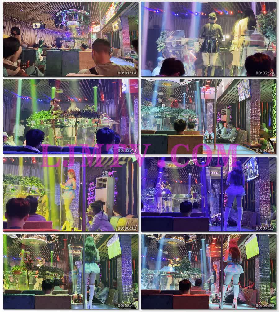 夜店舞台中间穿的很暴露超短裙黑色渔网袜黑皮靴女dj组合真勾人-4K视频