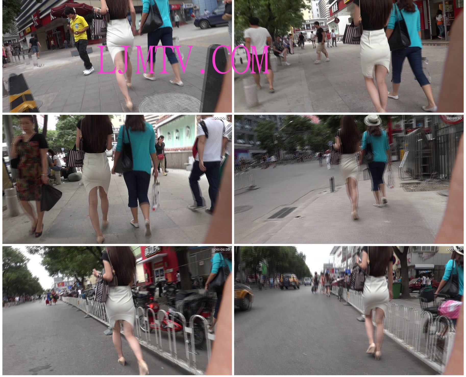 街拍客极品街拍视频JPP1-JPP217-长发美女穿着开叉紧身裙扭动双臀