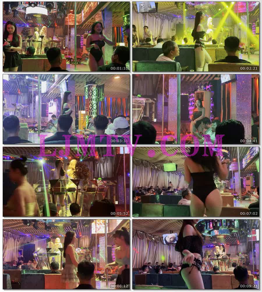 黑色透视闪光抹胸泳装的牛仔热裤跳舞赚钱的小美女-4K视频