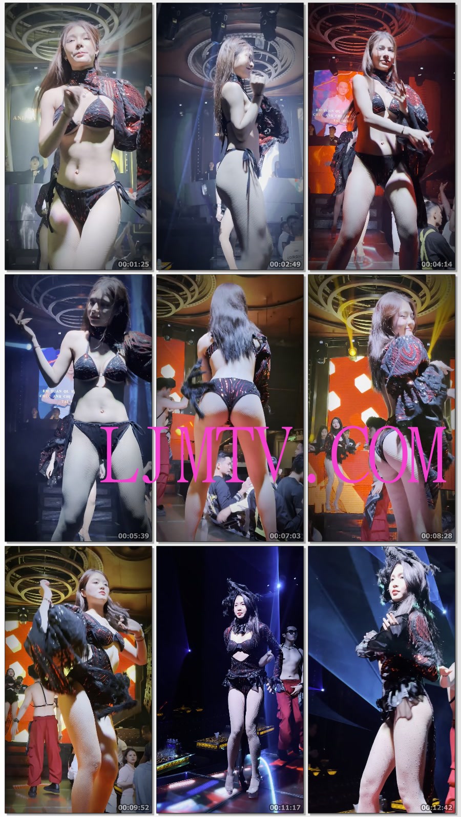 近距离拍摄绑带比基尼超小三角裤的网袜染发女孩