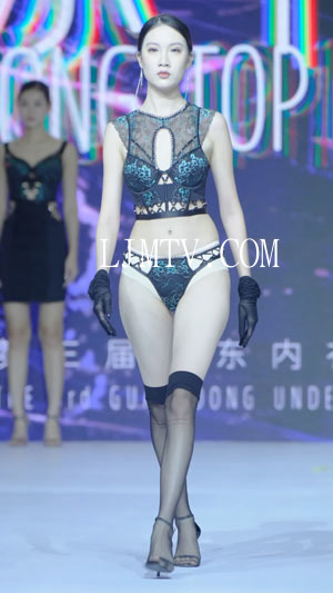 4K走秀竖屏2023广州针博会十佳内衣设计大赛-性感黑丝内衣走秀