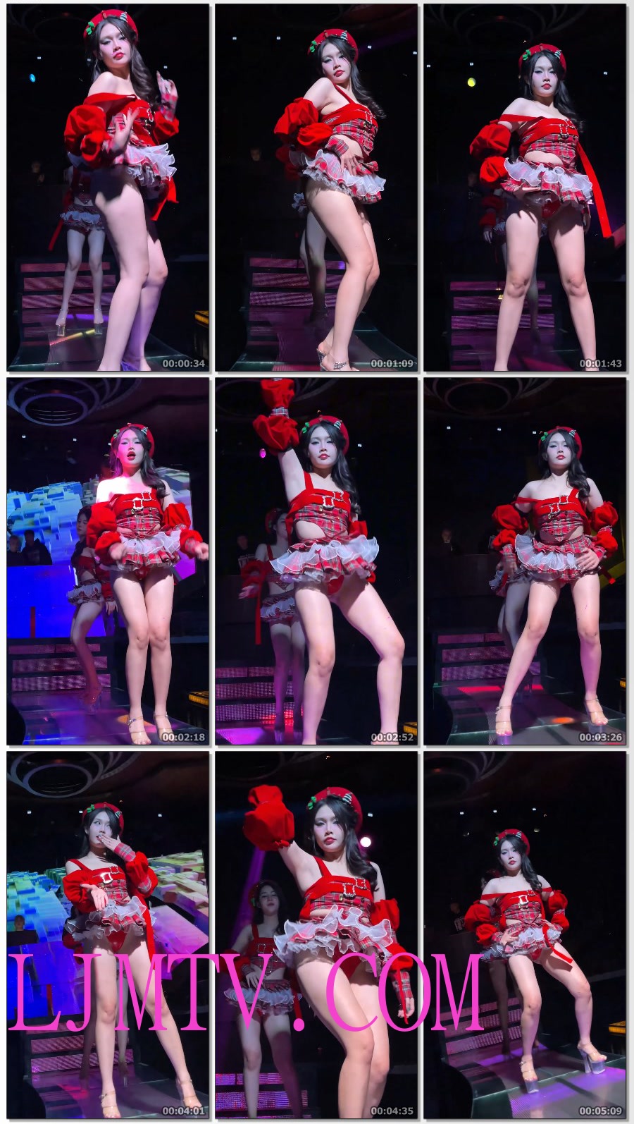 表情高傲圣诞款女仆装的光腿水晶高跟鞋领舞气氛组