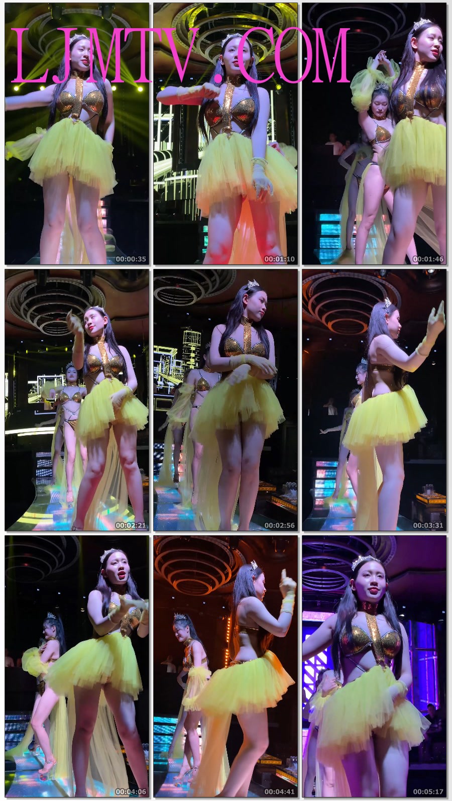 头戴公主皇冠的金色闪闪奶罩黄色蓬蓬裙的丰满白嫩美女