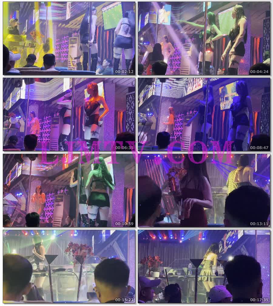 两个黑色挂脖裹胸的黑色超短裙过膝黑皮靴领舞有个后背都是纹身-4K视频