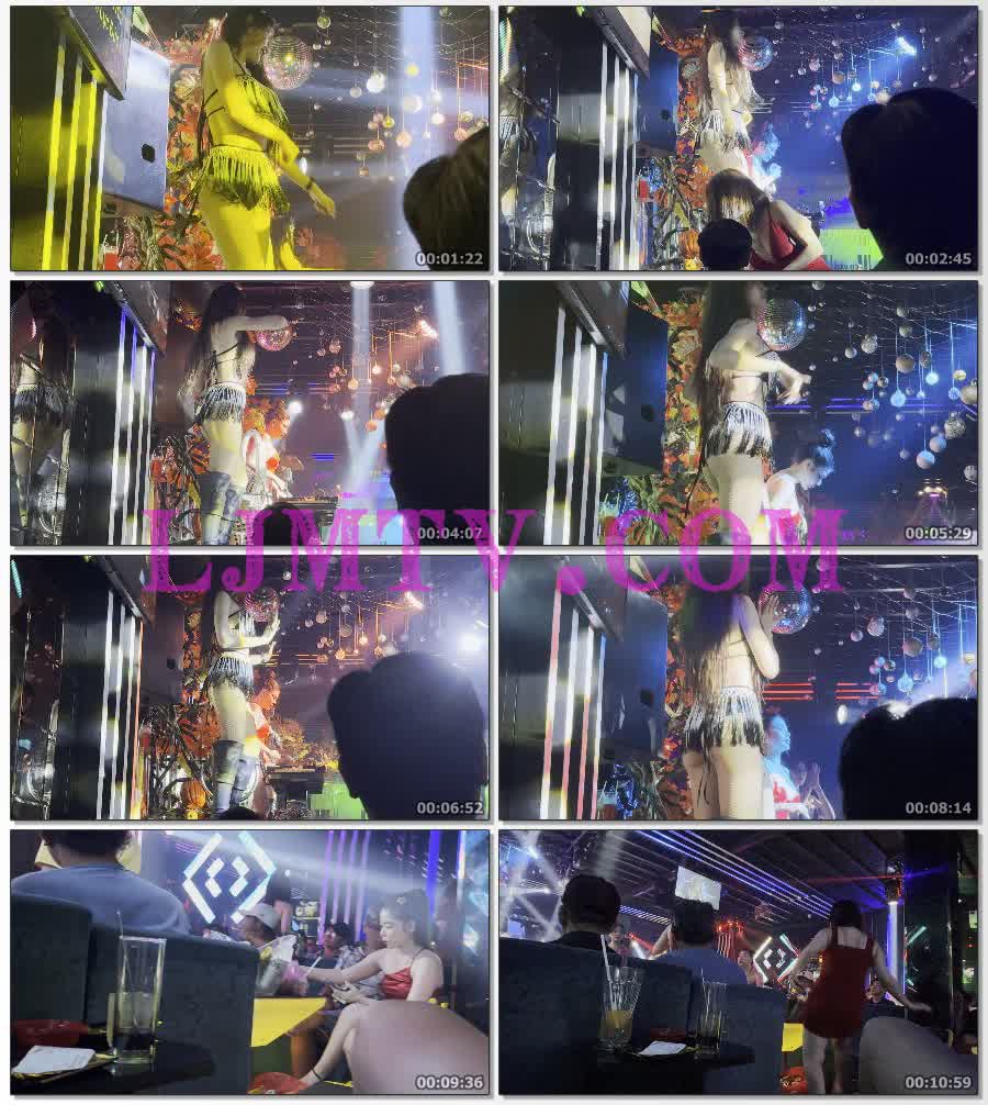侧边拍摄吊穗比基尼演出服的网袜黑色过膝靴舞女-4K视频