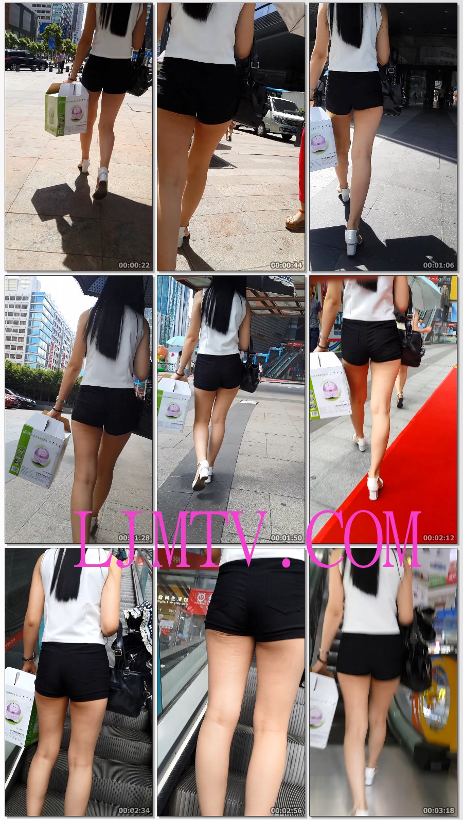 麋小鹿大师2013-2014街拍视频合集2-紧身黑色热裤子包臀
