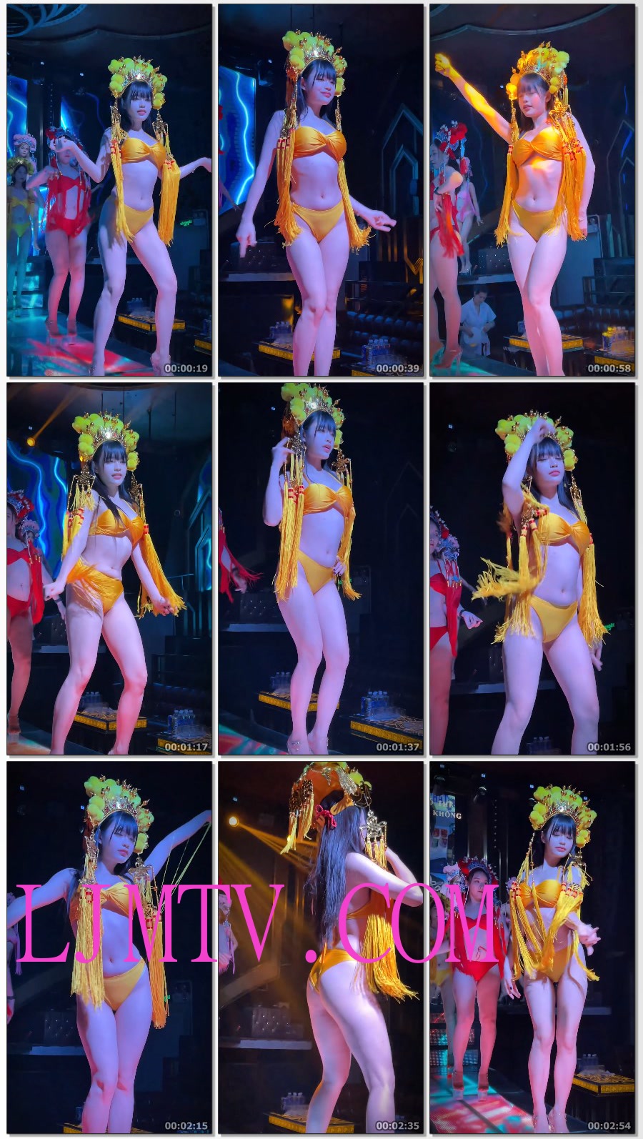 橙色比基尼美腿水晶高跟鞋女孩这是要唱大戏吗