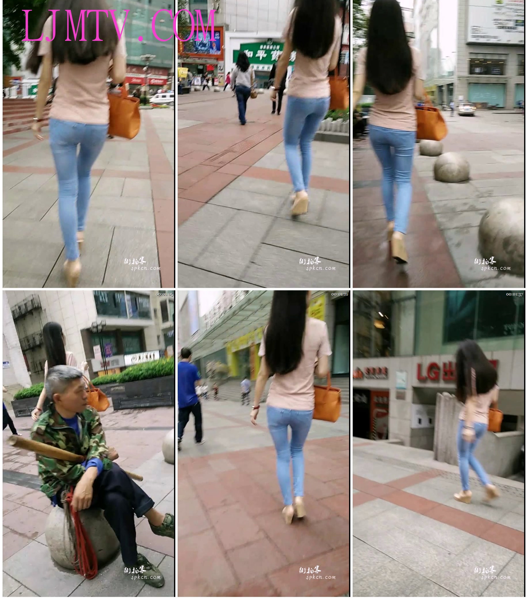 街拍客-羿龙大师街拍作品全集极品粉衣警惕性太高了