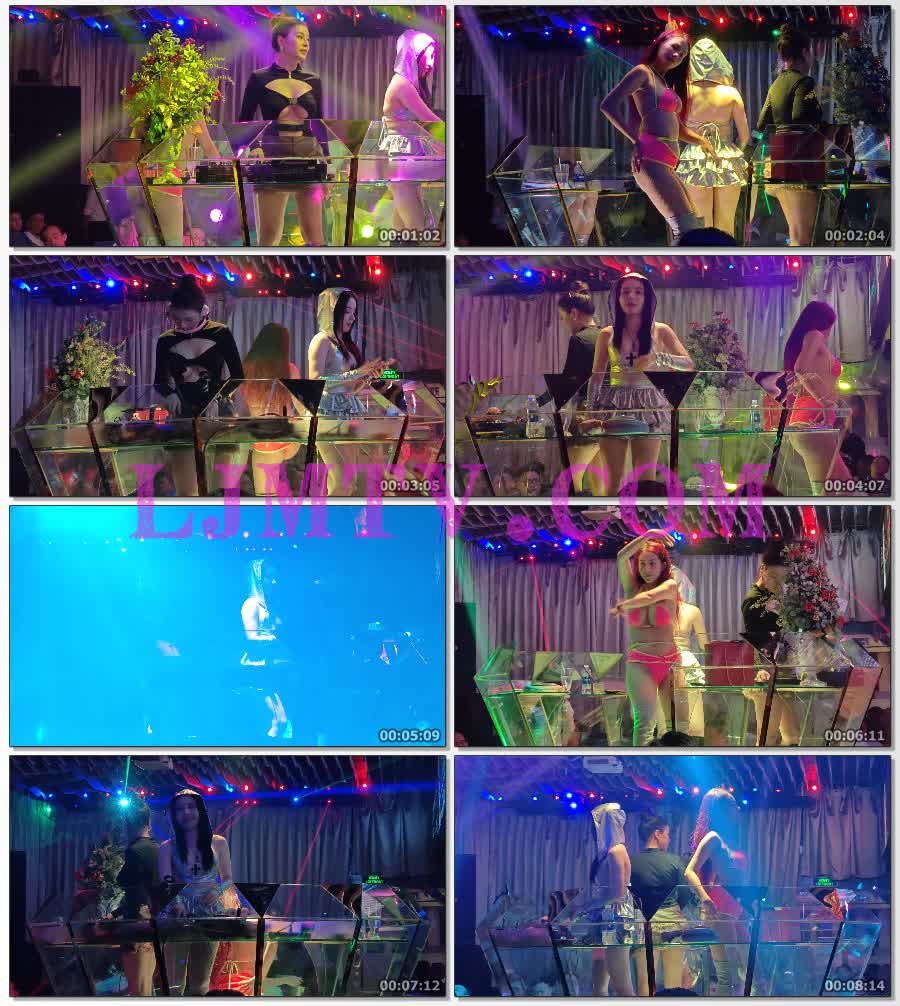 紫红色绑带比基尼的超小超短裙露内裤过膝银色皮靴热舞女孩-4K视频