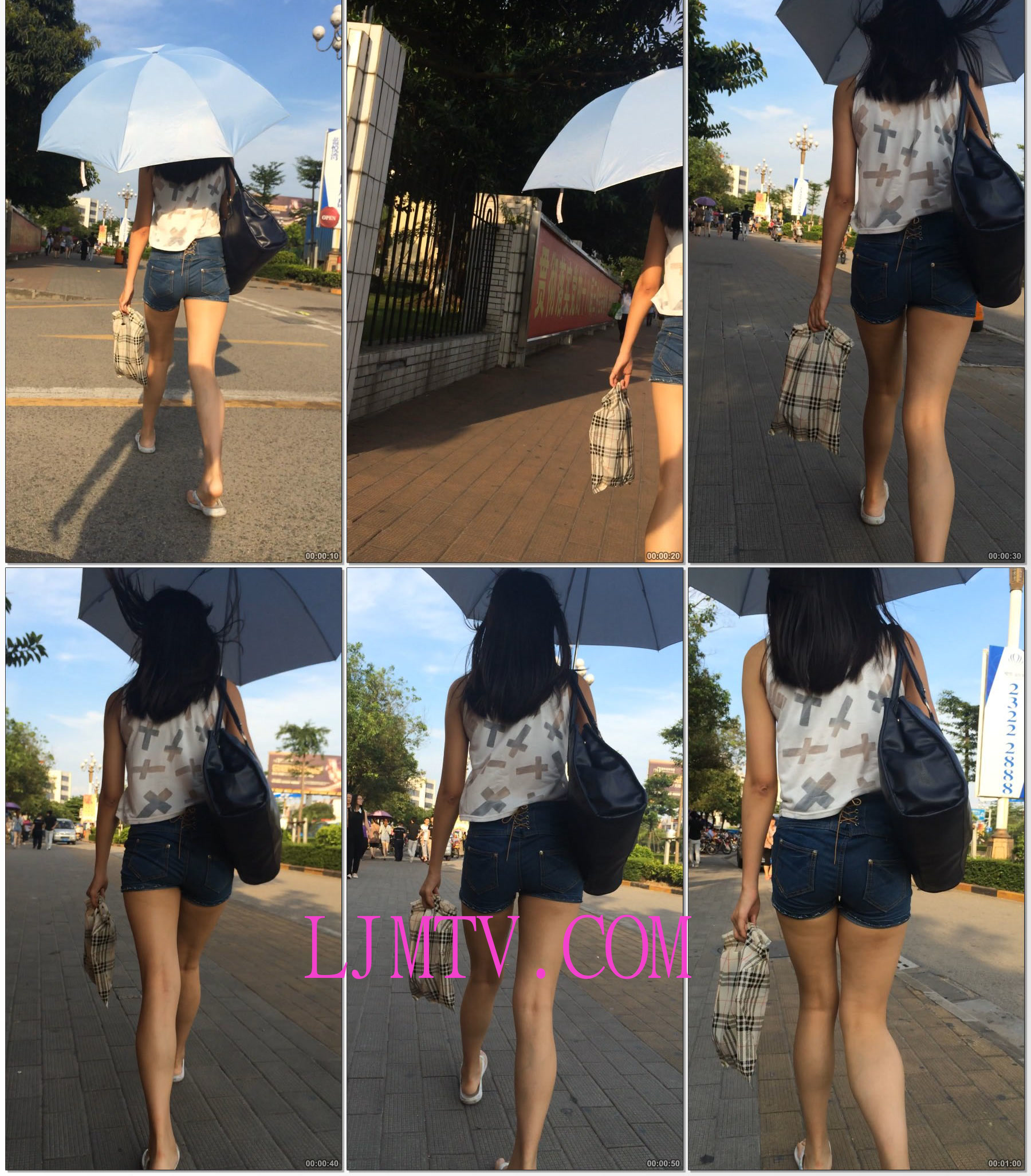 小龙大师精品街拍系列合集-牛仔热裤长腿OL