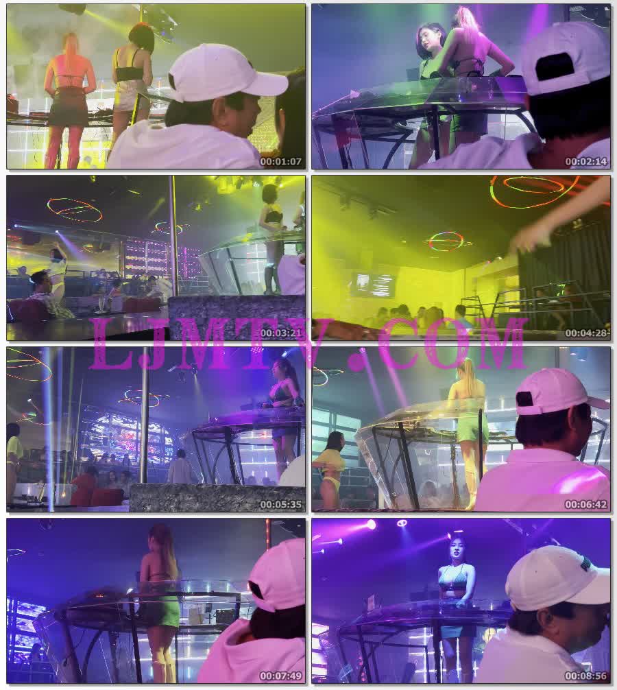 真实夜店里绿色吊带奶罩和黑色蕾丝吊带衫的好身材女dj-4K视频
