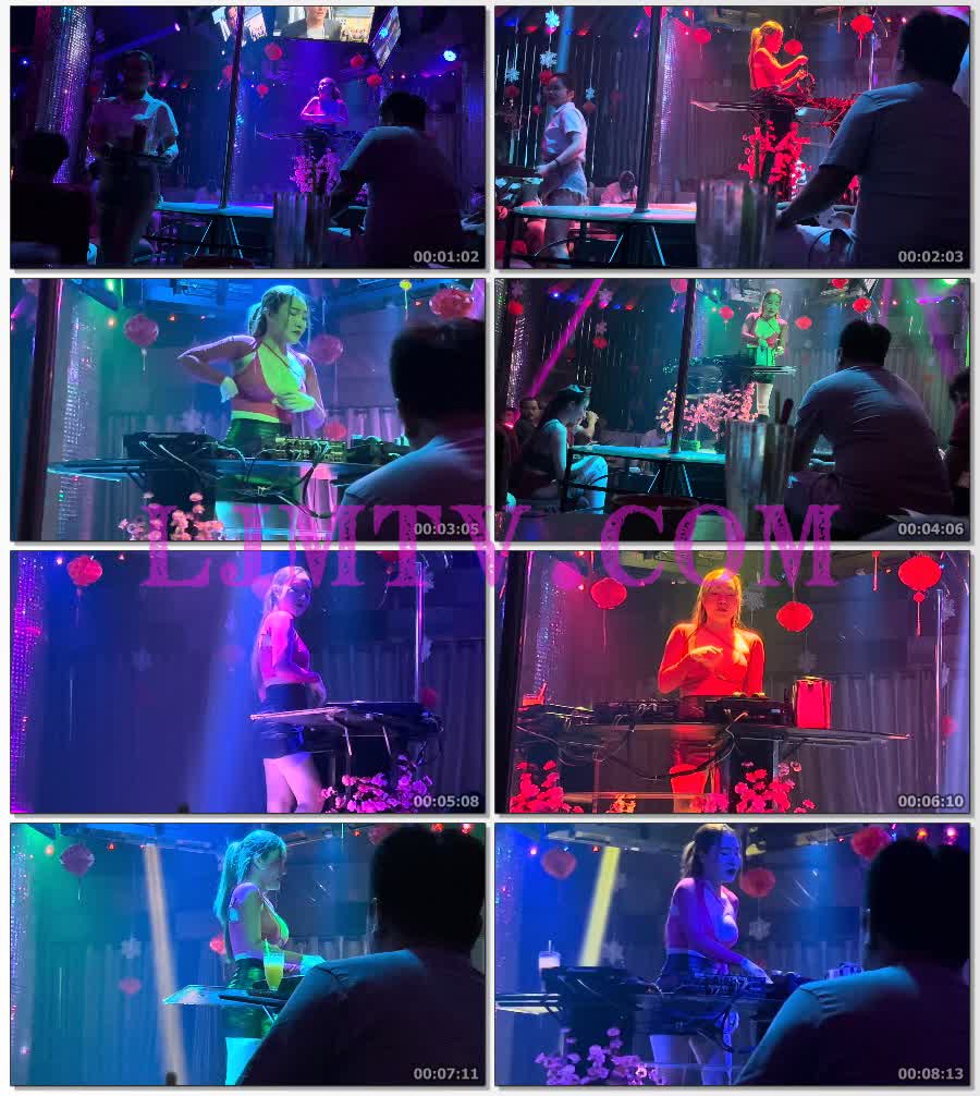 紫红绑带奶罩黑色漆皮短裙黑色皮靴的女dj-4K视频