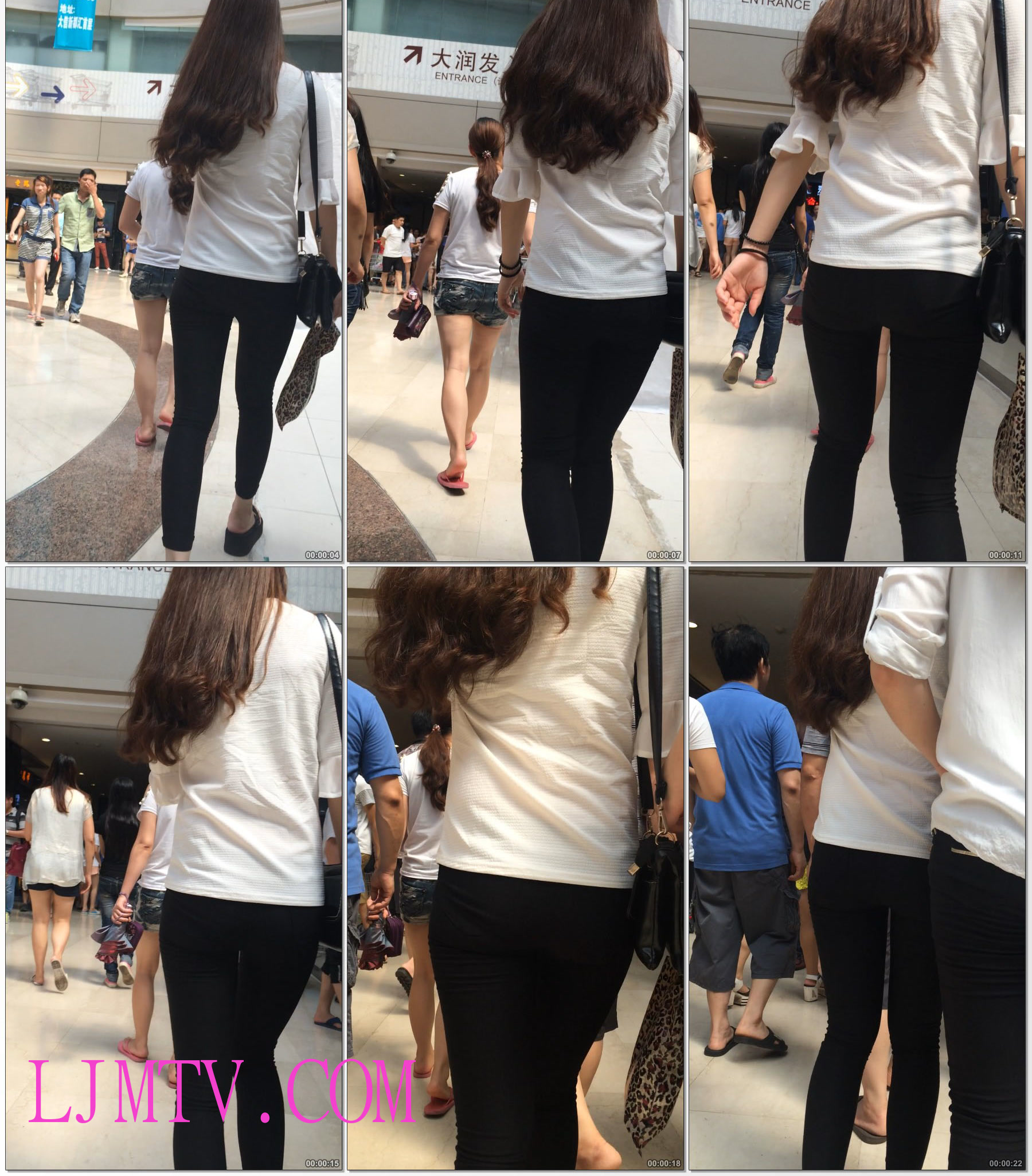 小龙大师精品街拍系列合集-黑色紧身裤小妹身材好