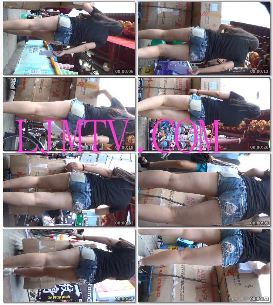麋小鹿大师2013-2014街拍视频合集2-街拍包臀牛仔热裤小妹