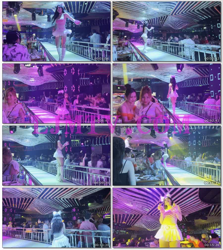 舞台T台上热舞的白色漏洞裙的白皮靴可爱女孩-4K视频