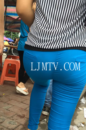 小龙大师精品街拍系列合集-紧身蓝色打底裤