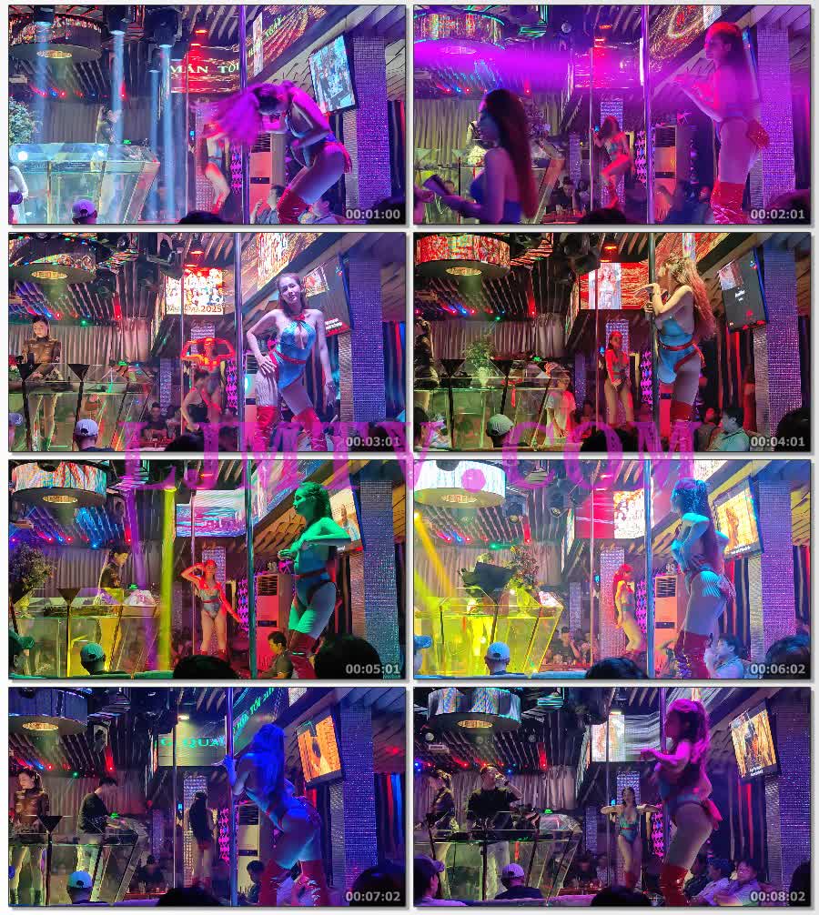 蓝色交叉绑带泳装的网袜红色过膝长筒靴的马尾辫女孩-4K视频