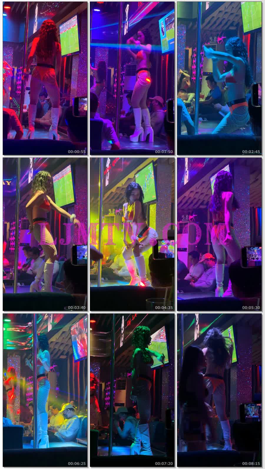 卷发大波浪红色吊带比基尼白色渔网袜白靴舞女-4K视频